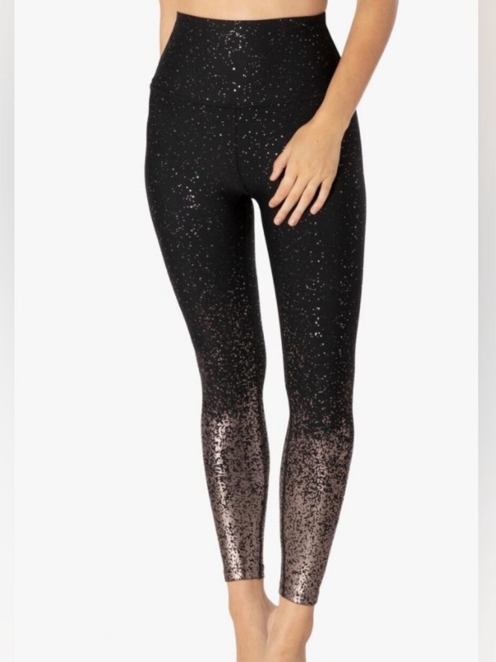 Beyond Yoga Black with Rose Gold Foil Ombre Jeggings